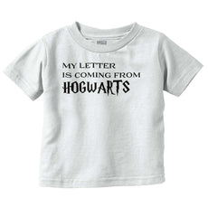 Letter Coming Hogwarts Infant Toddler T Shirt-Direct To Garment Print-Brisco Baby