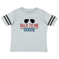 Talk To Me Goose Toddler Football Jersey Tee-Direct To Garment Print-Brisco Baby