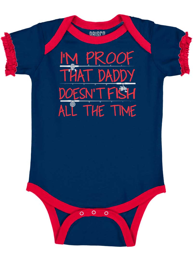 Fish All The Time Baby Ruffled Trim Romper-Direct To Garment Print-Brisco Baby