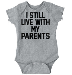 Live With My Parents Romper Bodysuit-Direct To Garment Print-Brisco Baby