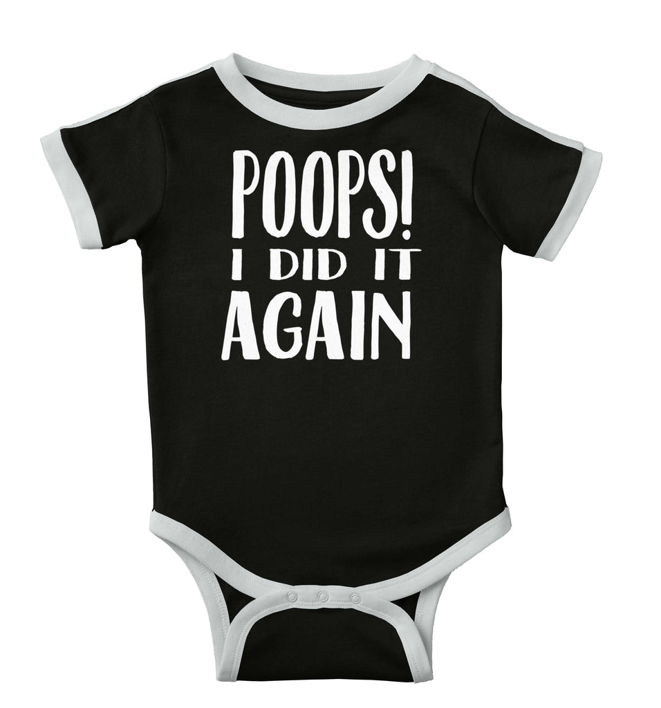 Poops I Did It Again Ringer Romper Bodysuit-Direct To Garment Print-Brisco Baby