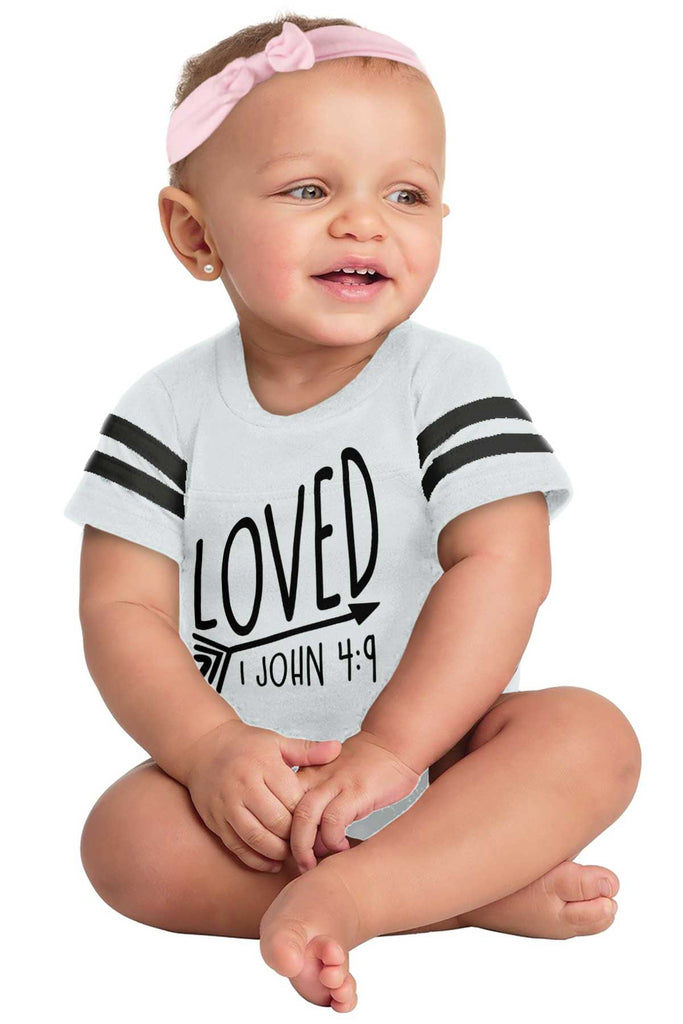 Loved Football Romper Bodysuit-Direct To Garment Print-Brisco Baby