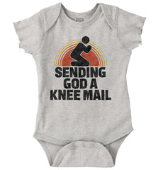 Sending God A Knee Mail Romper Bodysuit-Direct To Garment Print-Brisco Baby