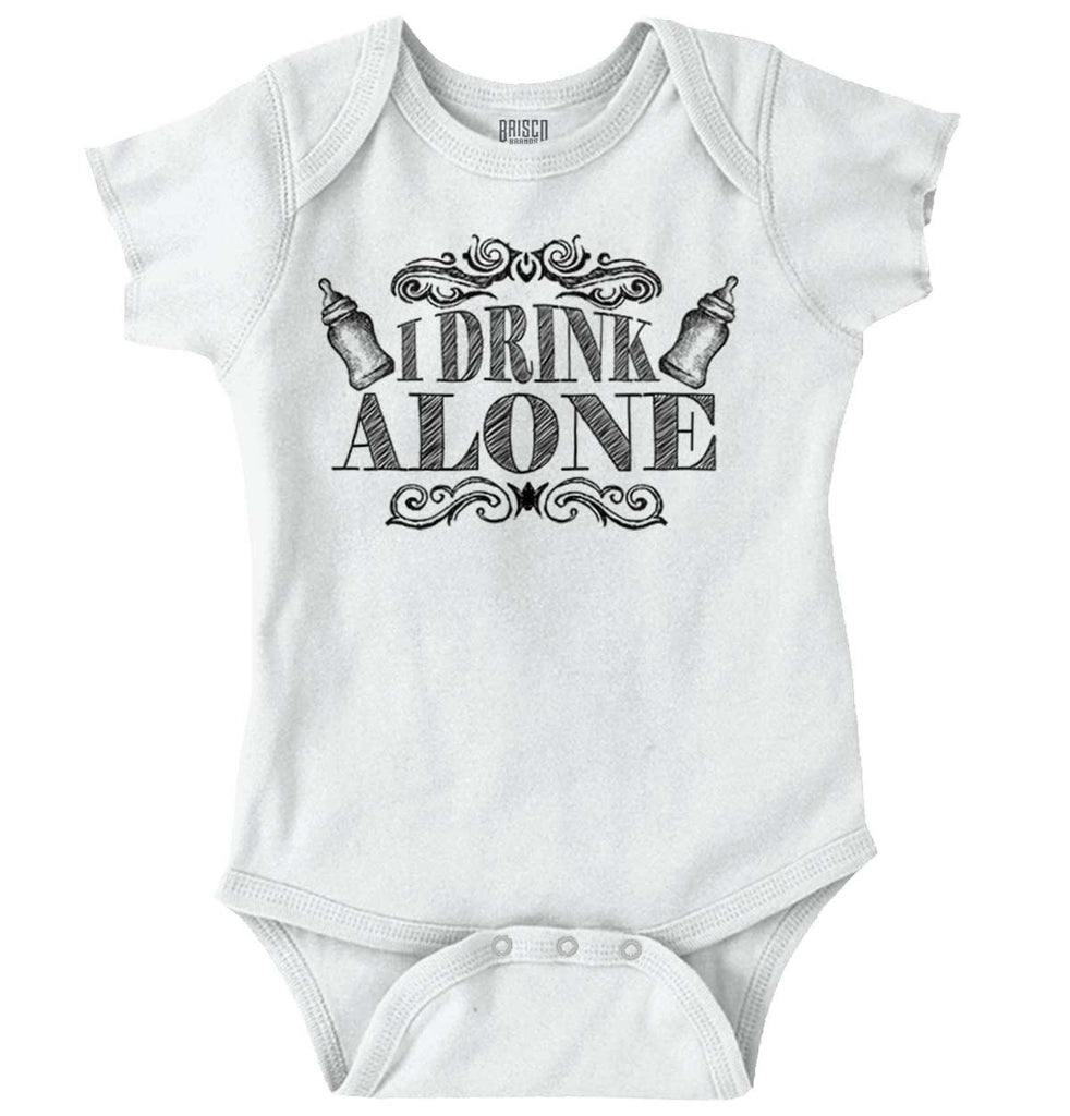 I Drink Alone Romper Bodysuit-Direct To Garment Print-Brisco Baby