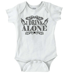 I Drink Alone Romper Bodysuit-Direct To Garment Print-Brisco Baby