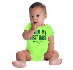 Won The Race Romper Bodysuit-Direct To Garment Print-Brisco Baby