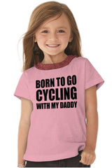 Cycling With Daddy Toddler Ruffled Trim T-Shirt-Direct To Garment Print-Brisco Baby