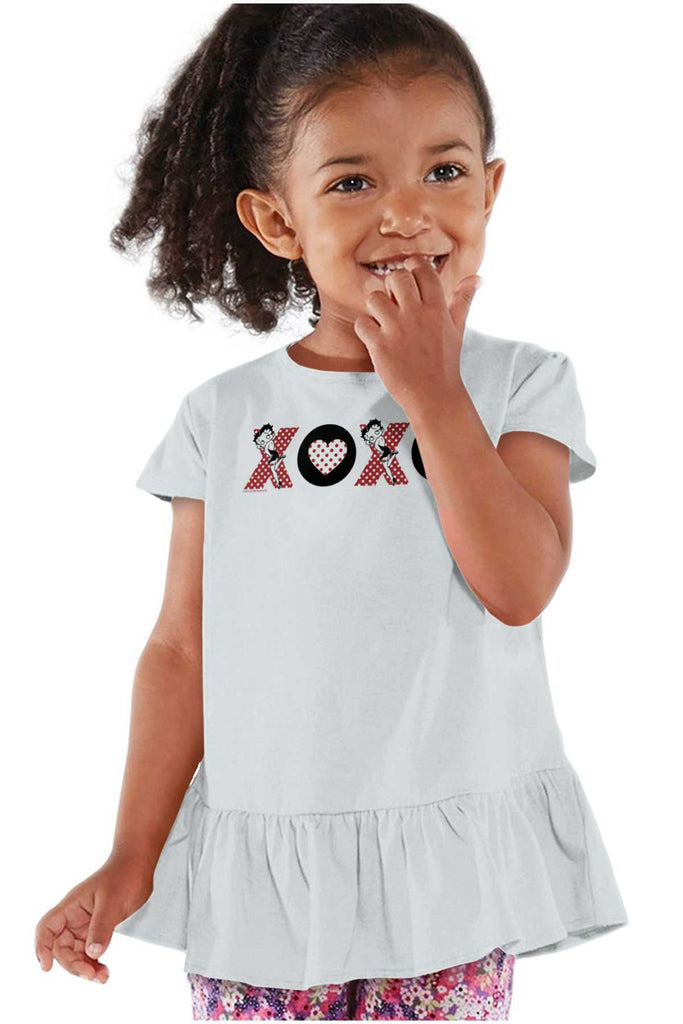 XOXO Toddler Ruffle Bottom Tee-Direct To Garment Print-Brisco Baby