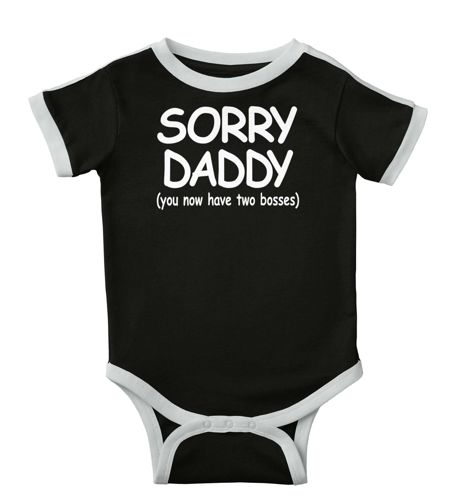 Sorry Daddy Ringer Romper Bodysuit-Direct To Garment Print-Brisco Baby