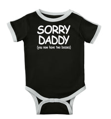 Sorry Daddy Ringer Romper Bodysuit-Direct To Garment Print-Brisco Baby