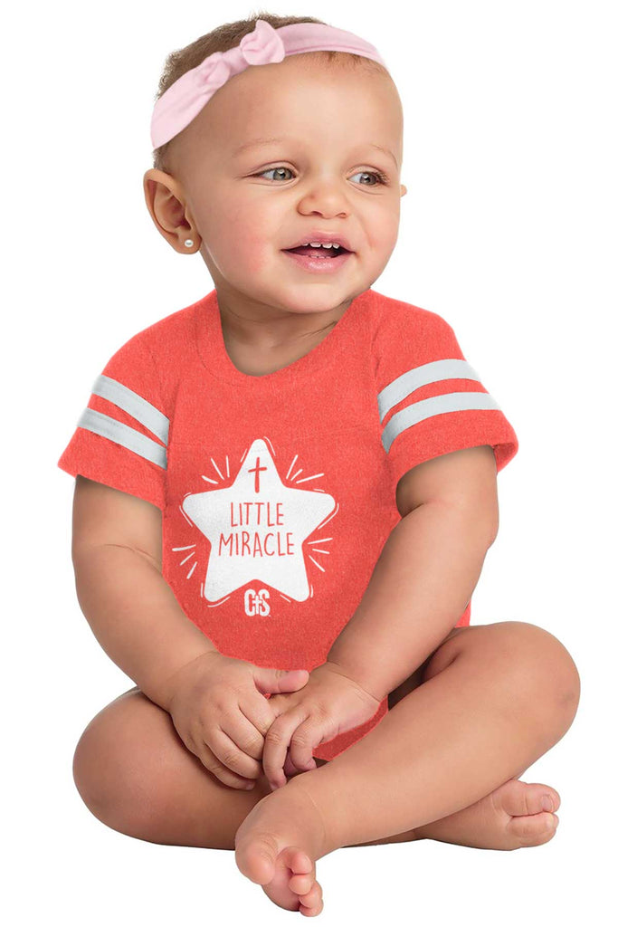 Little Miracle Football Romper Bodysuit-Direct To Garment Print-Brisco Baby