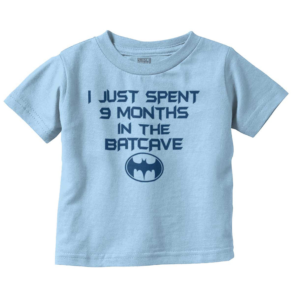 9 Months in Batcave Infant Toddler T Shirt-Direct To Garment Print-Brisco Baby