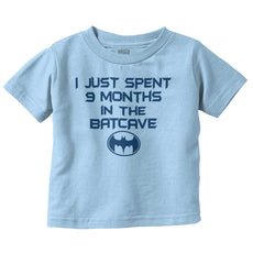 9 Months in Batcave Infant Toddler T Shirt-Direct To Garment Print-Brisco Baby