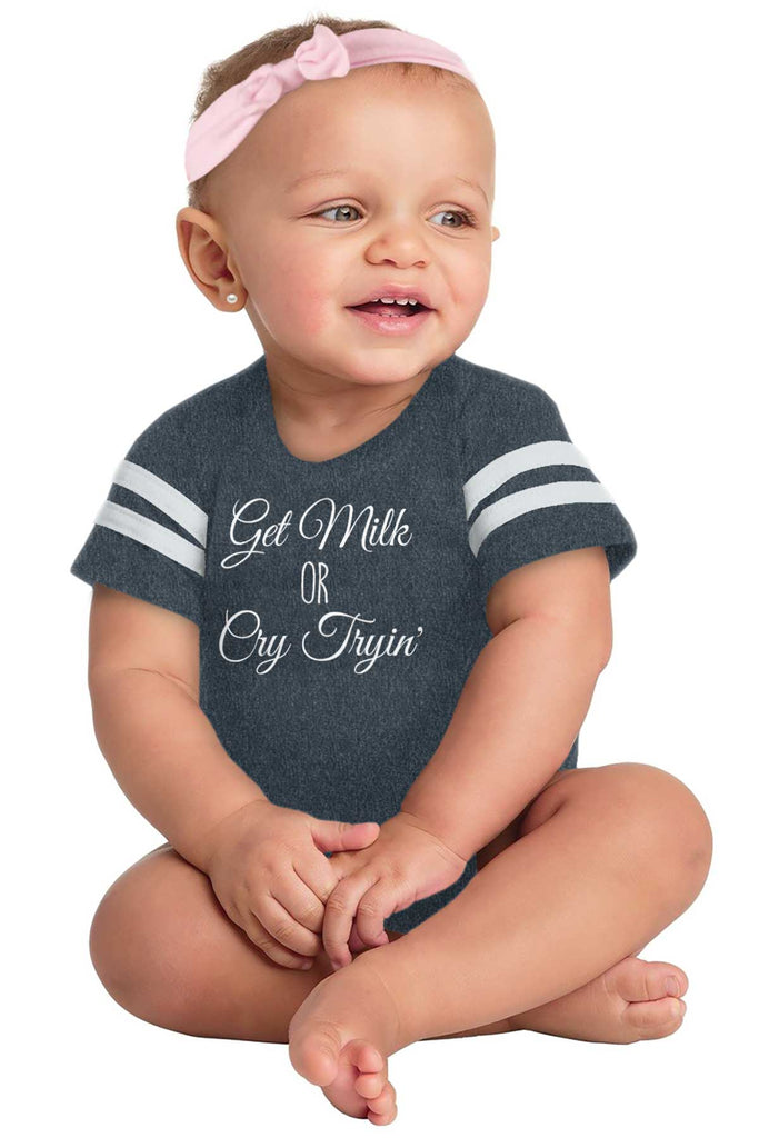Get Milk Football Romper Bodysuit-Direct To Garment Print-Brisco Baby