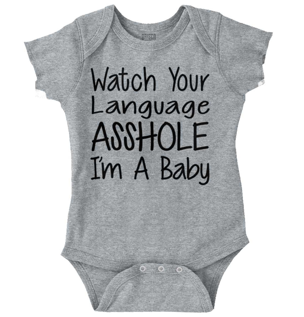 Watch The Language Romper Bodysuit-Direct To Garment Print-Brisco Baby