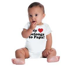 My Heart Belongs To Papa Romper Bodysuit-Direct To Garment Print-Brisco Baby