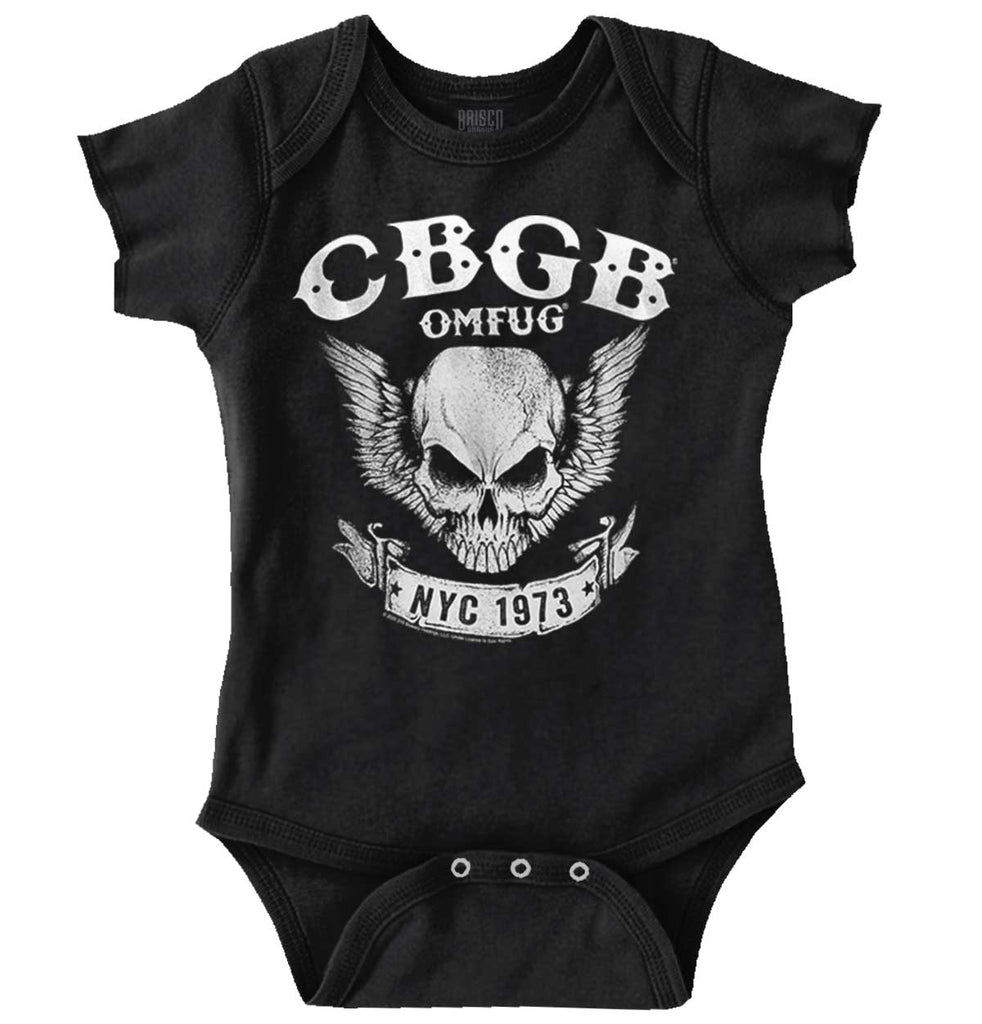 CBGB Skull Romper Bodysuit-Direct To Garment Print-Brisco Baby