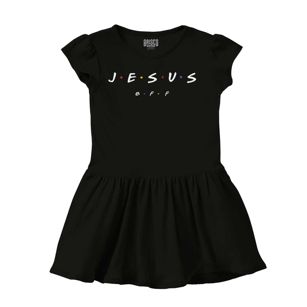 Jesus Christ BFF Solid Baby Infant Dress-Direct To Garment Print-Brisco Baby
