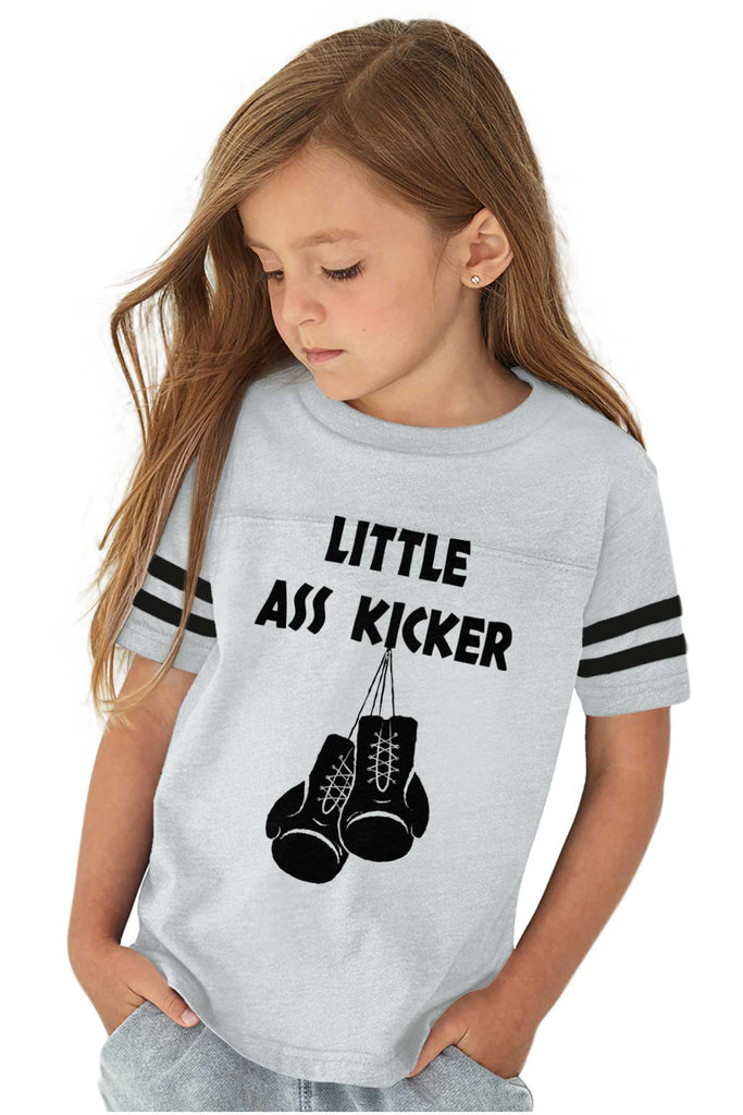 Little Ass Kicker Toddler Football Jersey Tee-Direct To Garment Print-Brisco Baby
