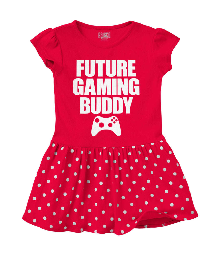 Future Gaming Buddy Baby Polka Dot Skirt Dress-Direct To Garment Print-Brisco Baby