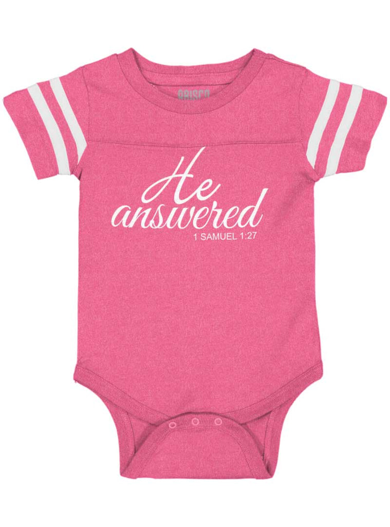 He Answered Football Romper Bodysuit-Direct To Garment Print-Brisco Baby