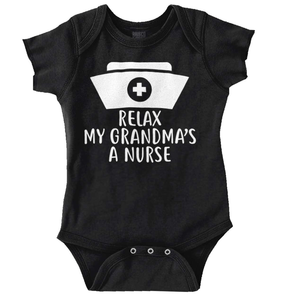 Relax My Grandma's A Nurse Romper Bodysuit-Direct To Garment Print-Brisco Baby