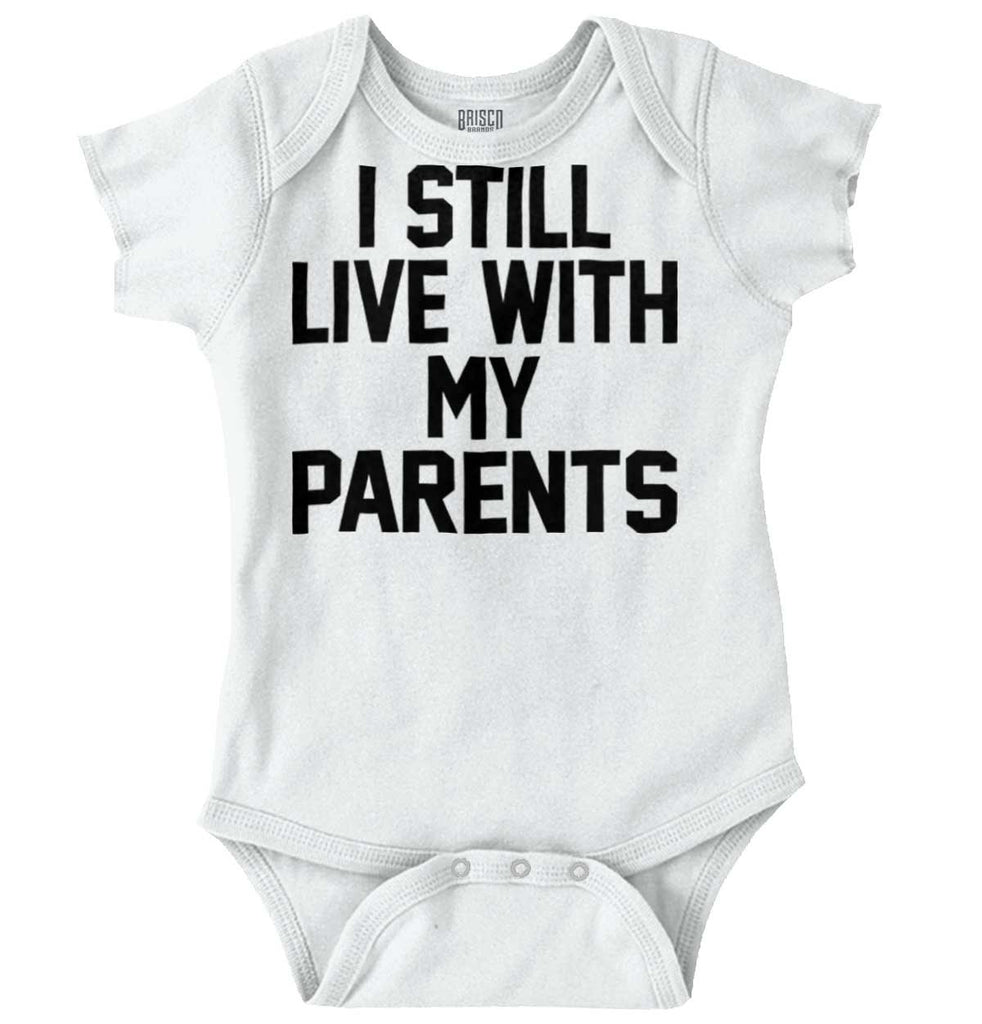 Live With My Parents Romper Bodysuit-Direct To Garment Print-Brisco Baby