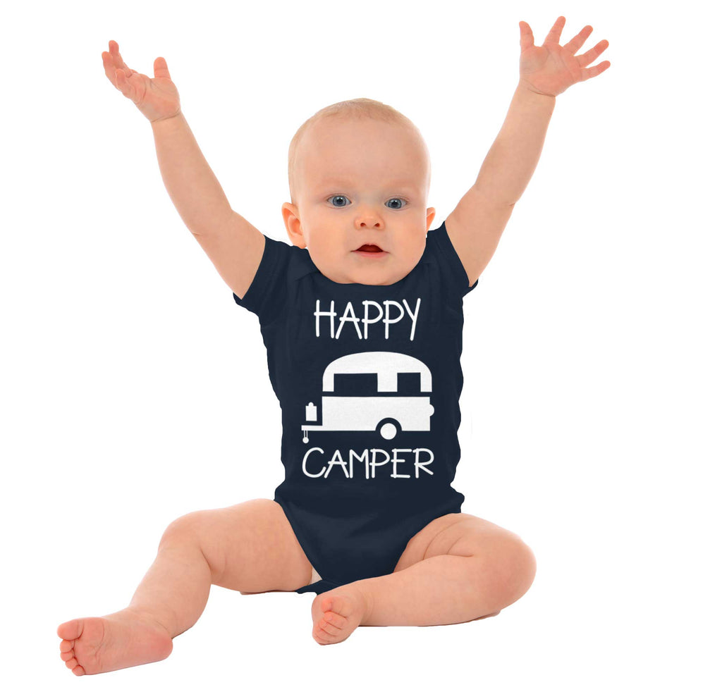 Happy Camper Romper Bodysuit-Direct To Garment Print-Brisco Baby