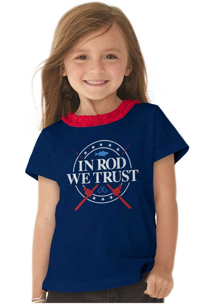 In Rod We Trust Ruffled Trim T-Shirt-Direct To Garment Print-Brisco Baby
