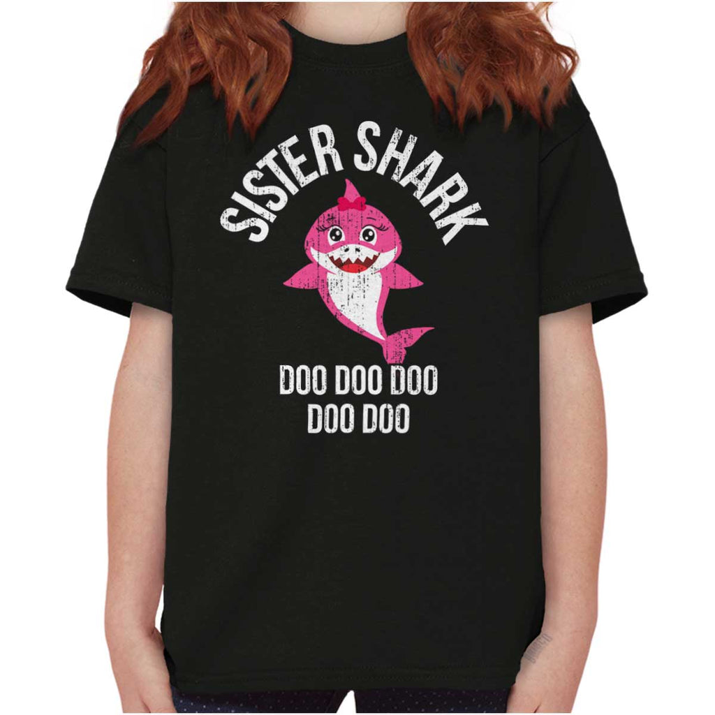 Cartoon Sister Shark Youth T Shirt-Direct To Garment Print-Brisco Baby