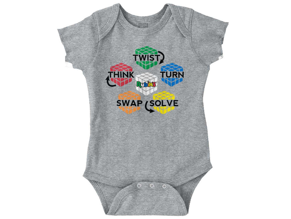 Rubik's Directions Romper Bodysuit-Direct To Garment Print-Brisco Baby