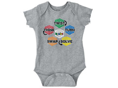 Rubik's Directions Romper Bodysuit-Direct To Garment Print-Brisco Baby
