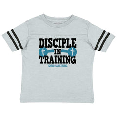 Disciple In Training Toddler Football Jersey Tee-Direct To Garment Print-Brisco Baby