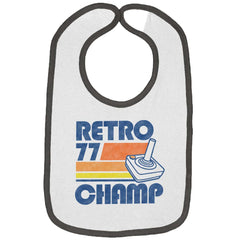 Retro 77 Champ Gamer Dragons Trimmed Colored Velcro Bib-Direct To Garment Print-Brisco Baby