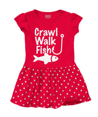 Crawl Walk Fish Baby Polka Dot Skirt Dress-Direct To Garment Print-Brisco Baby