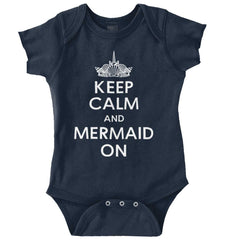 Keep Calm Mermaid On Romper Bodysuit-Direct To Garment Print-Brisco Baby