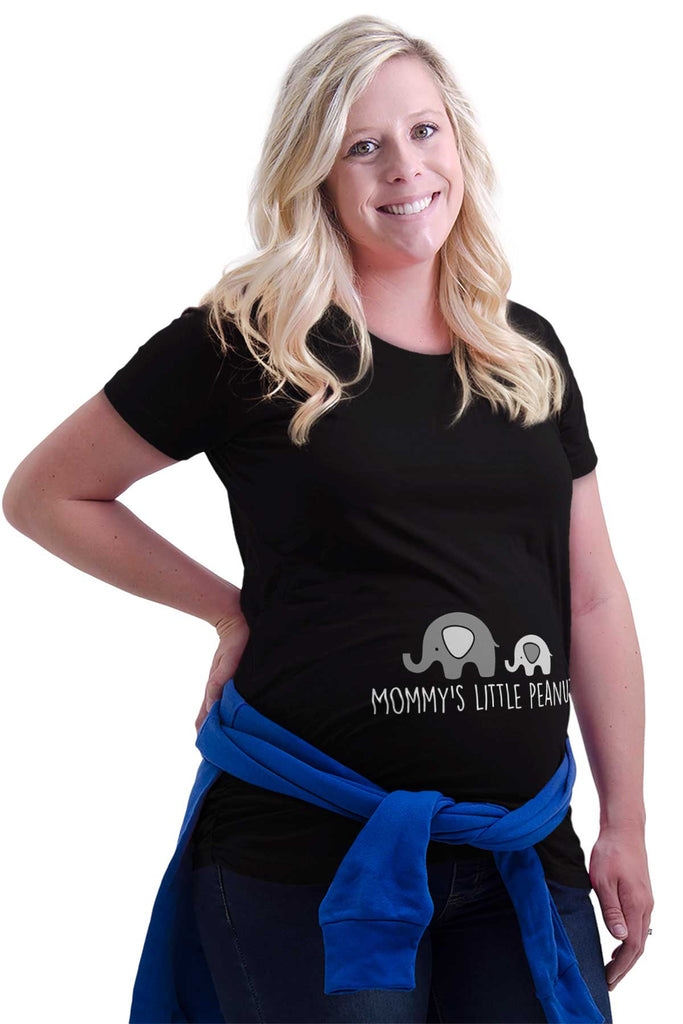 Brisco Baby Maternity Clothes Mommy Peanut Elephant Funny Cute Pregnant Maternity T-Shirt Black / 3X Large