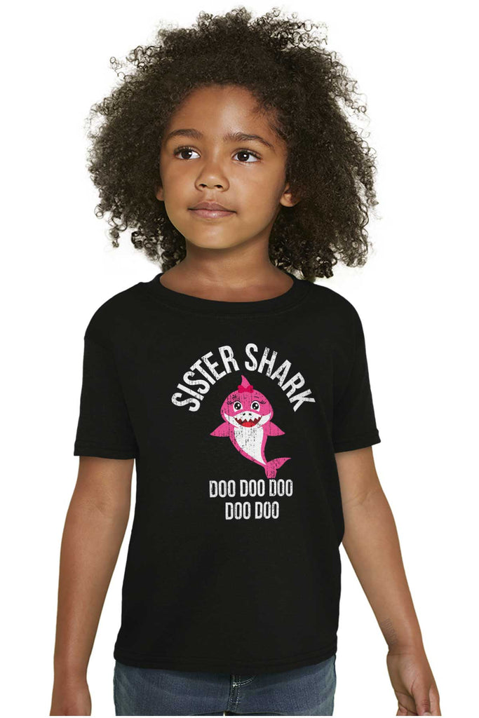 Cartoon Sister Shark Youth T Shirt-Direct To Garment Print-Brisco Baby
