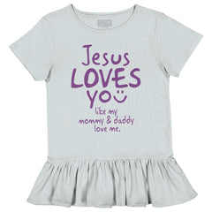 Jesus Loves You Toddler Ruffle Bottom Tee-Direct To Garment Print-Brisco Baby