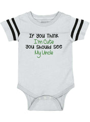 See My Uncle Football Romper Bodysuit-Direct To Garment Print-Brisco Baby