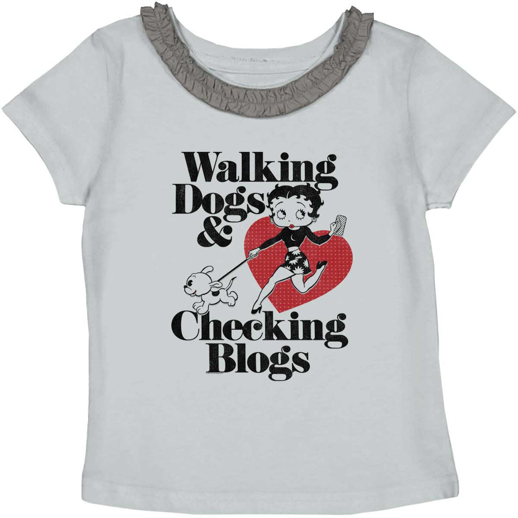 Walking Dogs Toddler Ruffled Trim T-Shirt-Direct To Garment Print-Brisco Baby