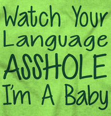 Watch The Language Romper Bodysuit-Direct To Garment Print-Brisco Baby