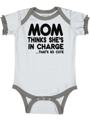 In Charge Baby Ruffled Trim Romper-Direct To Garment Print-Brisco Baby