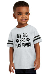 Big Bro Has Paws Toddler Football Jersey Tee-Direct To Garment Print-Brisco Baby