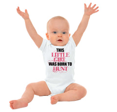 Little Girl Born To Hunt Romper Bodysuit-Direct To Garment Print-Brisco Baby