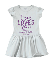Jesus Loves You Solid Baby Infant Dress-Direct To Garment Print-Brisco Baby