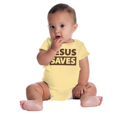Jesus Saves Romper Bodysuit-Direct To Garment Print-Brisco Baby