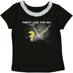 Party Like The 80s Toddler Ruffled Trim T-Shirt-Direct To Garment Print-Brisco Baby