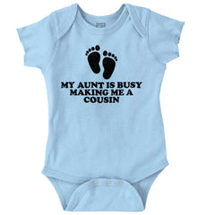My Aunt Is Busy Romper Bodysuit-Direct To Garment Print-Brisco Baby