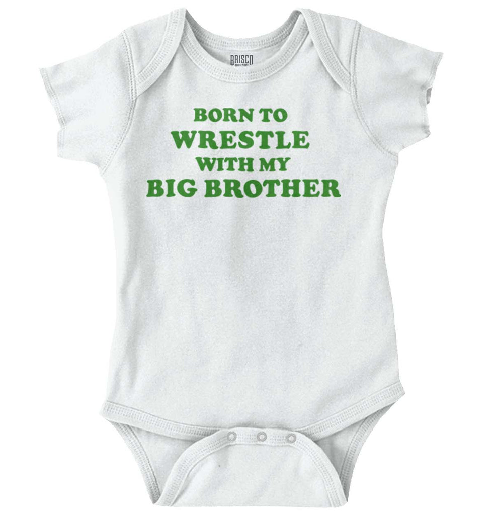 Born To Wrestle With My Big Brother Romper Bodysuit-Direct To Garment Print-Brisco Baby